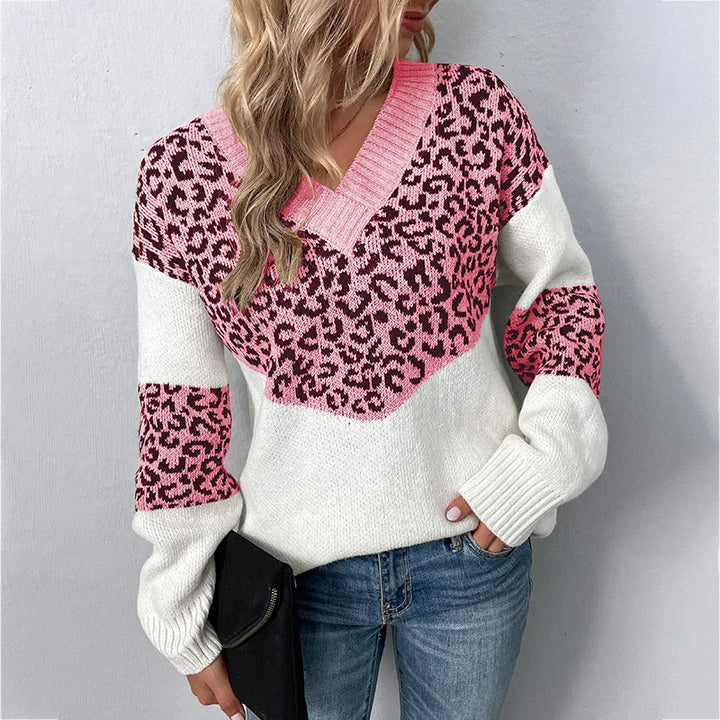 Gabriela™ | Elegant V-neck Sweater Leopard