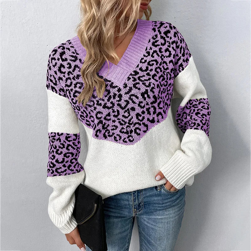 Gabriela™ | Elegant V-neck Sweater Leopard