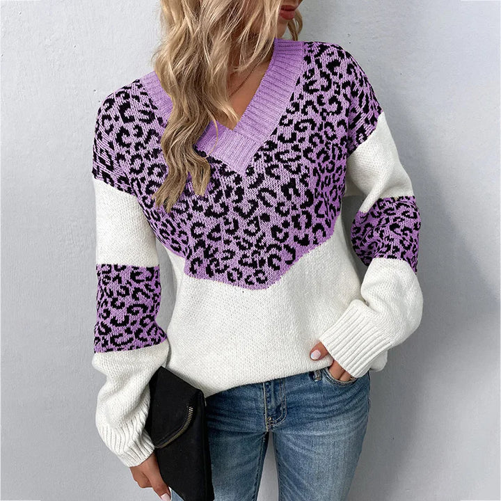 Gabriela™ | Elegant V-neck Sweater Leopard